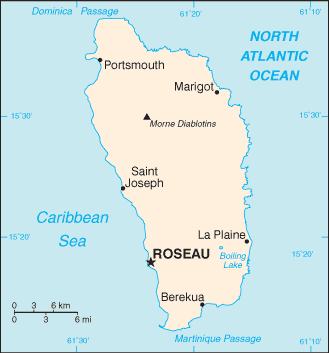 Updated political map of Dominica