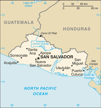 Mapa de El Salvador político actualizado
