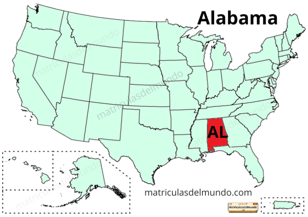 Updated political map of USA - Alabama