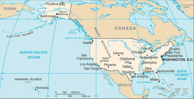 Updated political map of United States of America