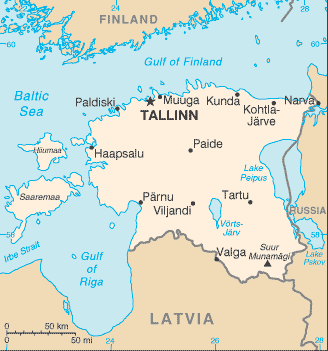 Updated political map of Estonia