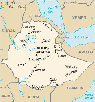 Mapa de Etiopía político actualizado