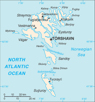 Mapa de Islas Feroe político actualizado