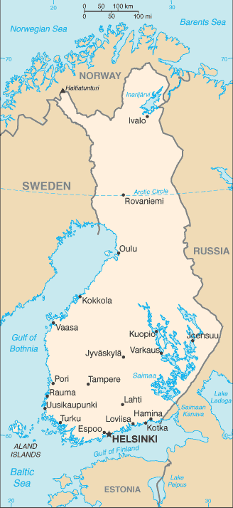 Mapa de Finlandia político actualizado