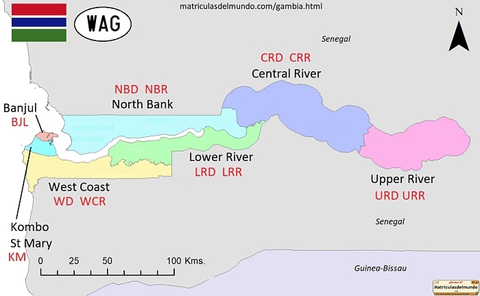 Mapa de Gambia político actualizado