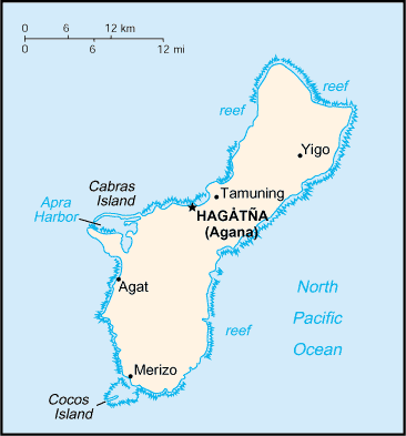 Mapa de Guam político actualizado