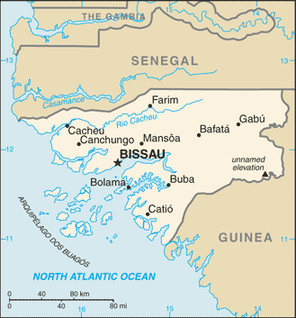 Mapa de Guinea Bissau político actualizado