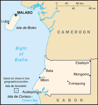 Mapa de Guinea Ecuatorial político actualizado