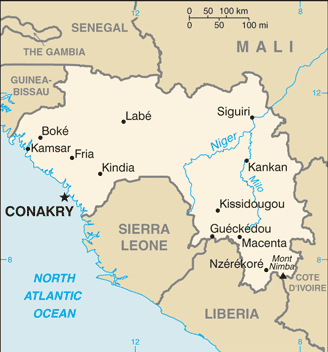 Mapa de Guinea político actualizado