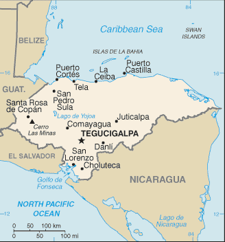 Mapa de Honduras político actualizado