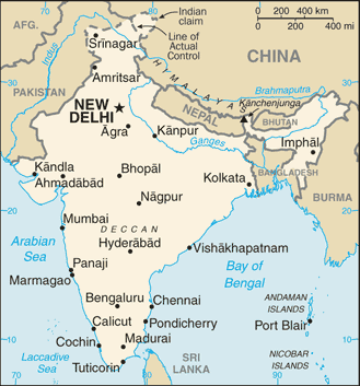 Mapa de India político actualizado