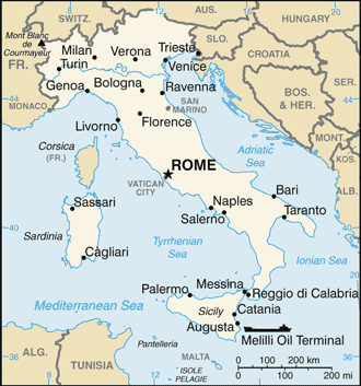 Updated political map of Italy