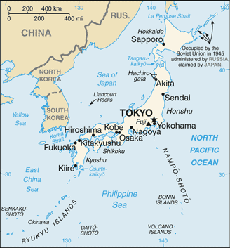 Mapa de Japón político actualizado