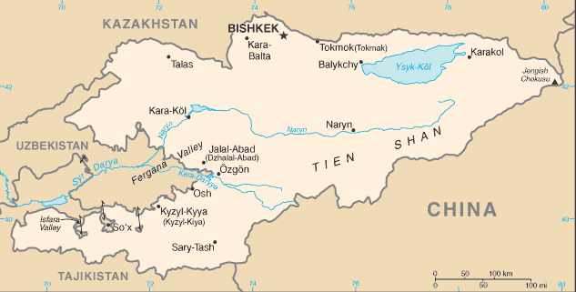 Mapa de Kirguistán político actualizado