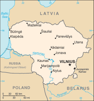 Mapa de Lituania político actualizado