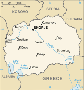 Mapa de Macedonia del Norte político actualizado