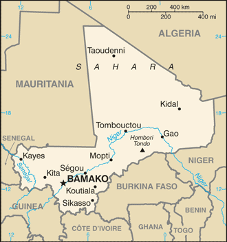 Mapa de Mali político actualizado