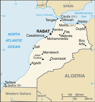 Updated political map of Morocco