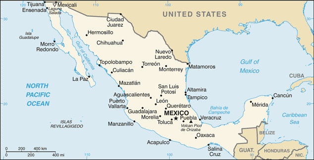 Updated political map of Mexico