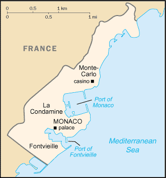 Updated political map of Monaco