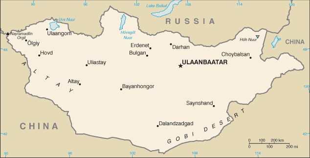 Mapa de Mongolia político actualizado