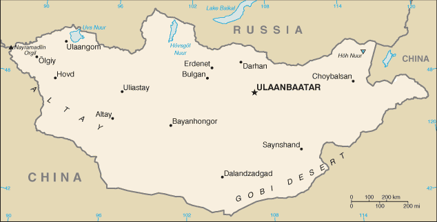 Updated political map of Mongolia