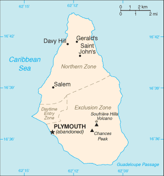 Mapa de Montserrat político actualizado