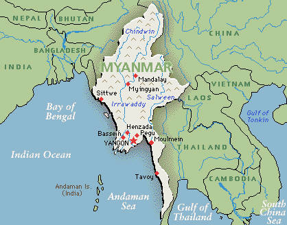 Updated political map of Myanmar