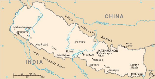 Mapa de Nepal político actualizado