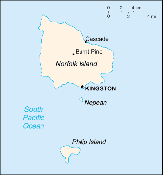 Mapa de Isla Norfolk político actualizado
