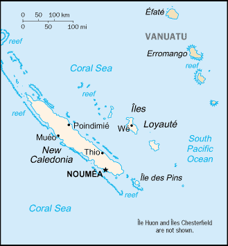 Mapa de Nueva Caledonia político actualizado