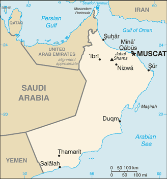 Mapa de Omán político actualizado