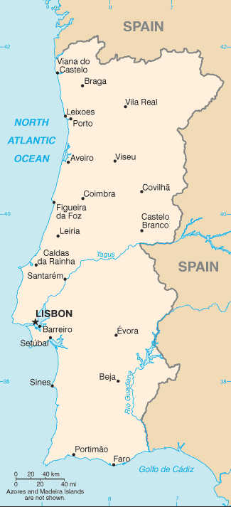 Updated political map of Portugal