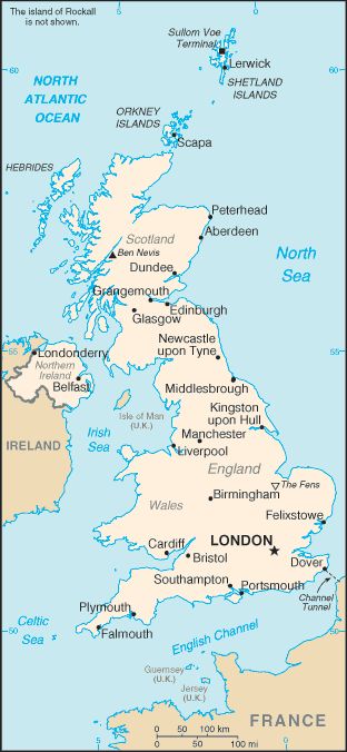 Mapa de Reino Unido político actualizado