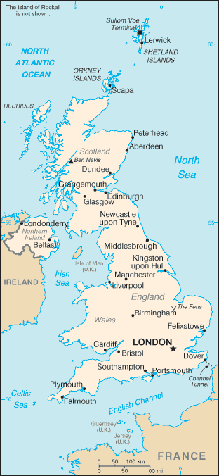 Updated political map of United Kingdom