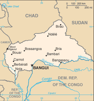Mapa de República Centroafricana político actualizado