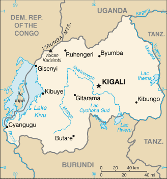 Mapa de Ruanda político actualizado