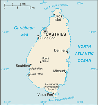 Mapa de Santa Lucía político actualizado