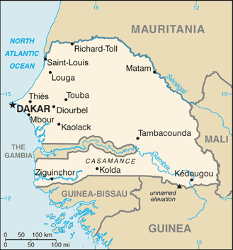Updated political map of Senegal