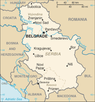 Mapa de Serbia político actualizado
