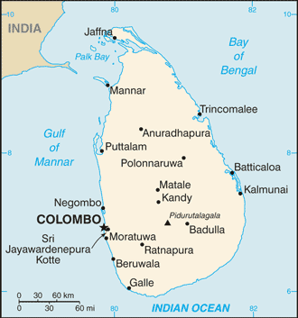 Mapa de Sri Lanka político actualizado