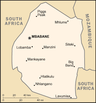 Mapa de Esuatini político actualizado