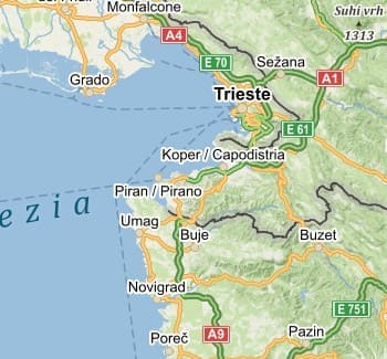 Mapa de Territorio Libre de Trieste político actualizado