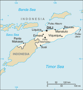 Mapa de Timor Oriental político actualizado