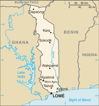 Mapa de Togo político actualizado