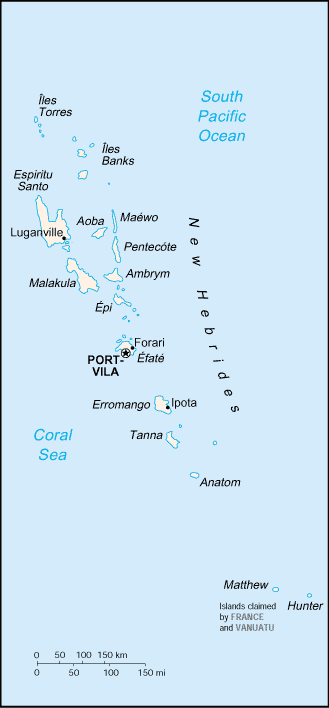 Updated political map of Vanuatu
