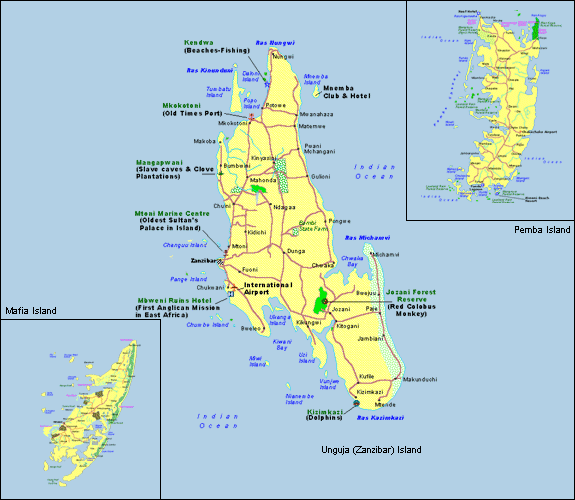 Mapa de Zanzíbar político actualizado