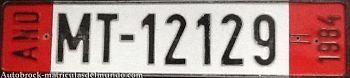 historic temporary Andorran license plate
