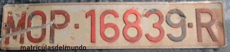 Matricula de coche de España para Ministerio de Obras Públicas