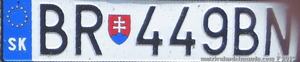 Matrícula de coche de Eslovaquia actual